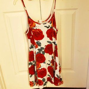 FOREVER 21 MINI RED ROSES DRESS.